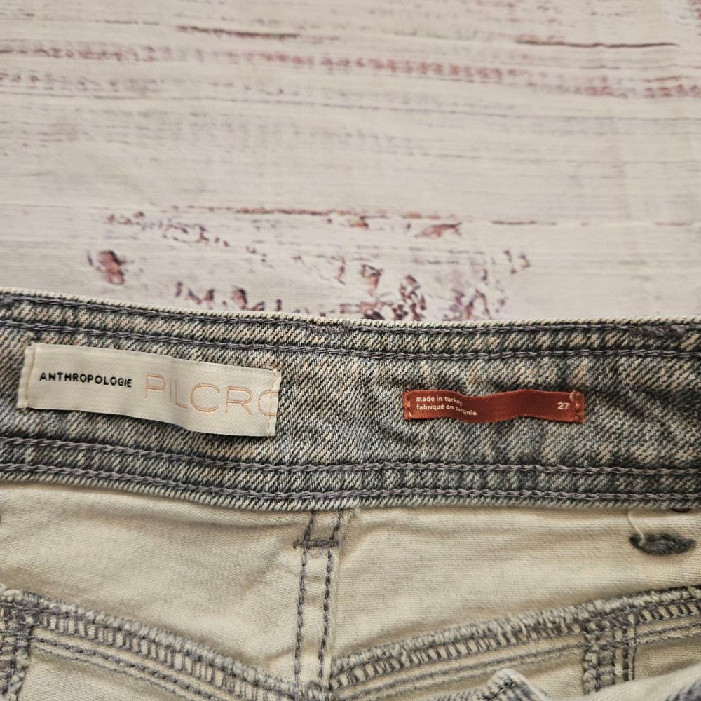Pilcro Anthropologie Acid Wash Cropped Wide Straight Jeans High Rise Womens 27 - Picture 5 of 6